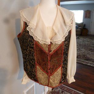Vintage Women’s Western Red Holiday Vest /Tapestry Design By White Stag Sz 12-14